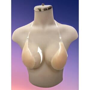 New B‎ Cup Backless Stick on Adhesive Halter Bra Adjustable Clear Straps